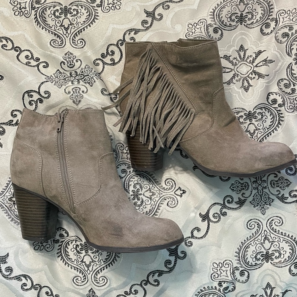 Taupe FRINGE Booties